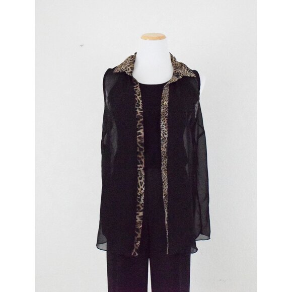 Vintage 80s Black Sheer Blouse size XL - Picture 9 of 9